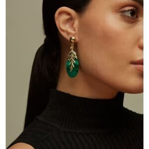 House of Tuhina Emerald Leaf Drop Earrings